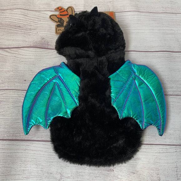 Halloween Bat Dog Costume with Iridescent Wings Hoodie Head Velcro Straps XS/S - Picture 4 of 14